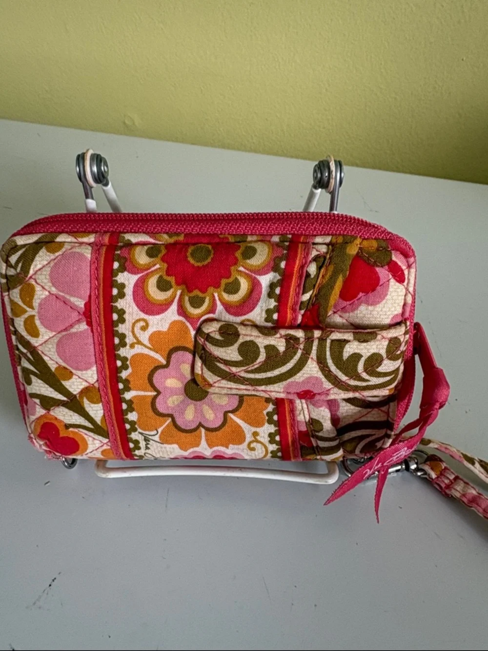 Vera Bradley Floral Quilted Wristlet Wallet - Pink, Olive & Orange